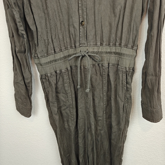 FAHERTY Arlie Day Button Up Linen Blend Jumpsuit In Surplus Green Size M - Picture 7 of 15